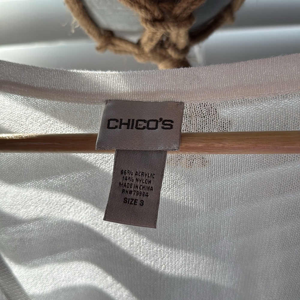 Chico's Sheer V-Neck Crewneck / Swim Cover - Picture 3 of 4